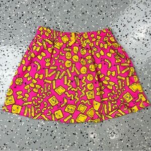 Vibrant Pink Yellow Pasta Mac and cheese Print Skort skirt kids size 8 medium